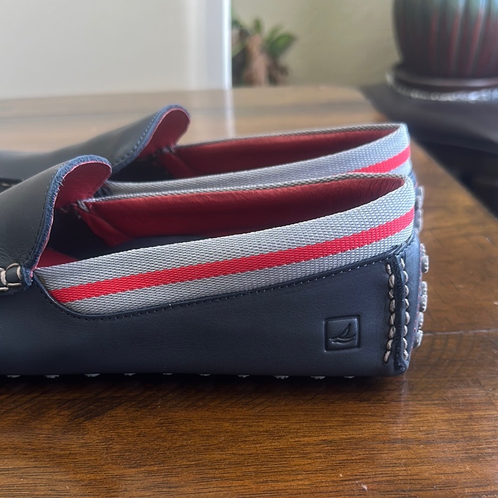 Sperry Black and Red Loafers Slip-Ons with Sporty Accents - Picture 4 of 11